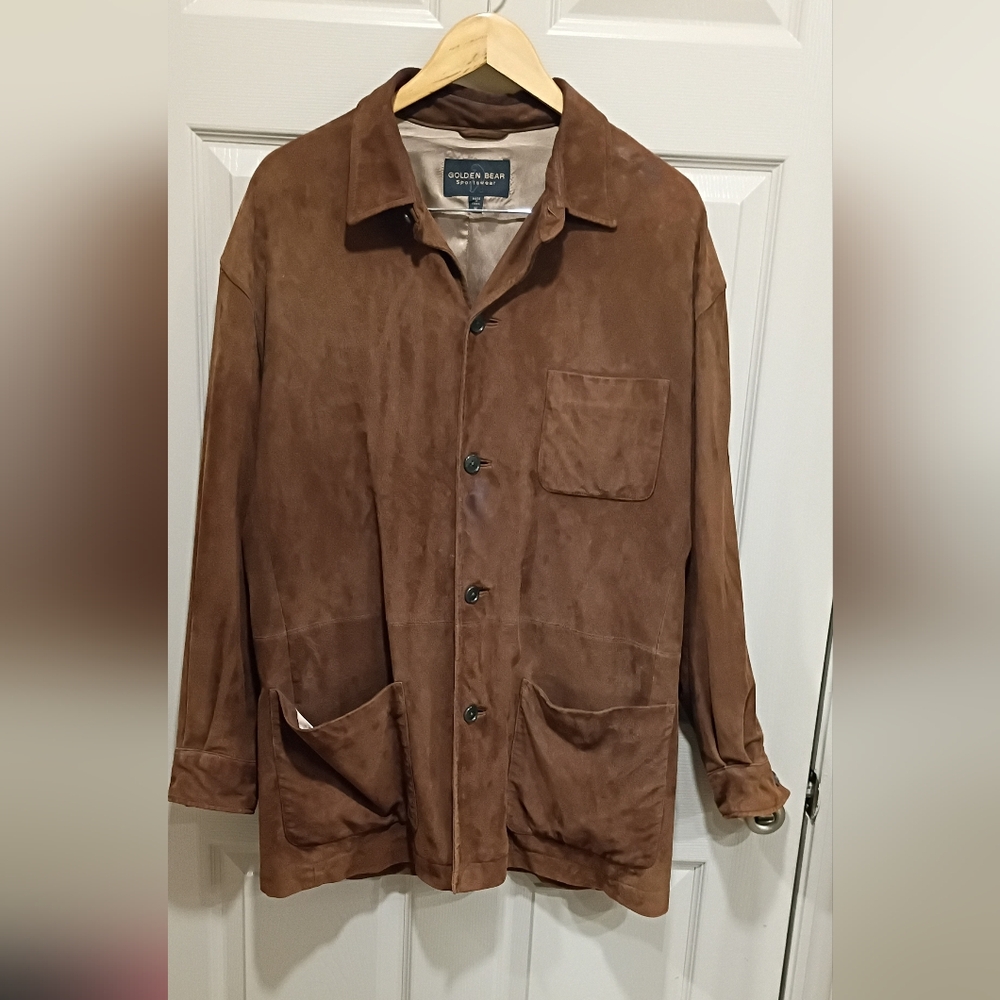 Golden Bear Jacket Mens Medium Brown Genuine Leather Sportswear Blazer Coat